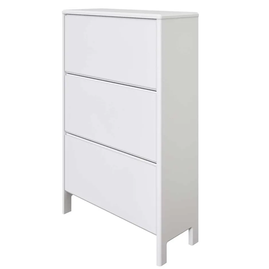 Wohnen 82 cm breite Schuhkommode in Weiß gewachst - Oranias