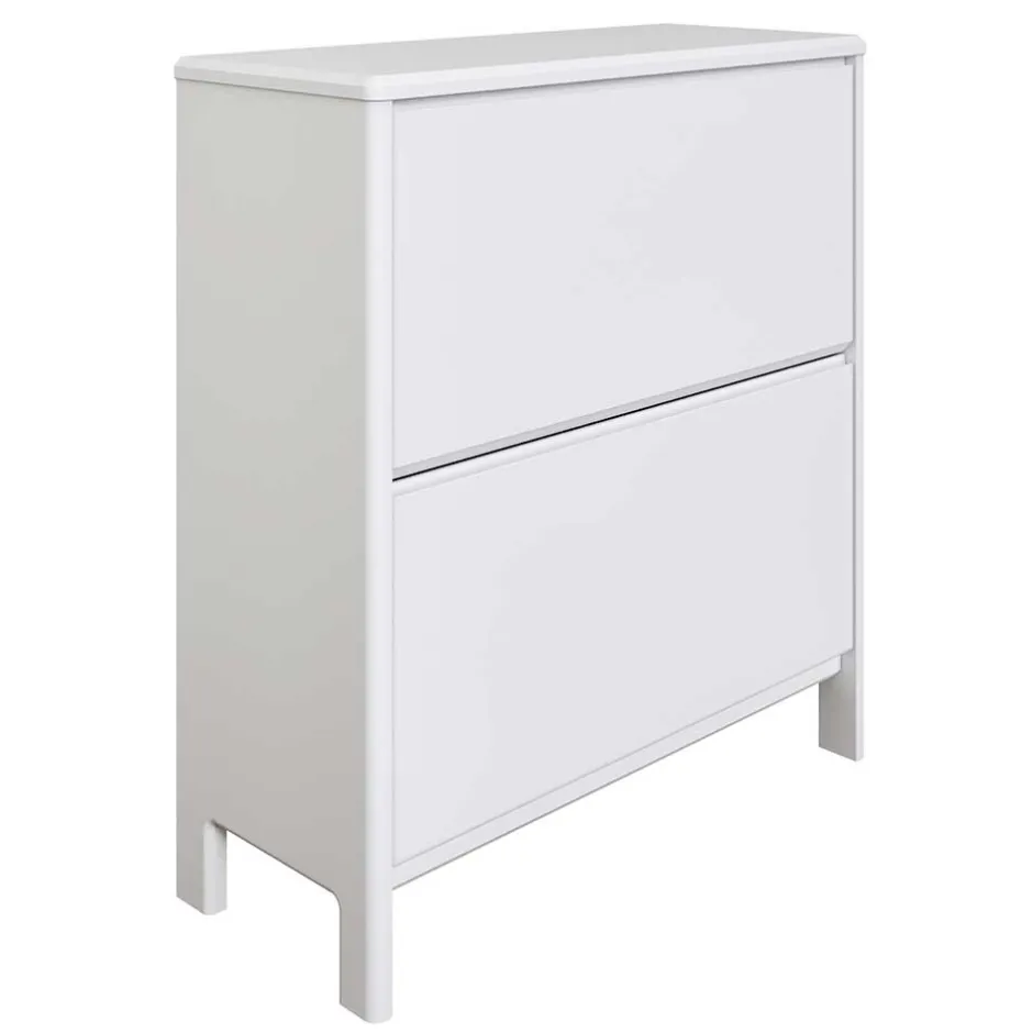 Wohnen 82 cm breite Schuhkommode in Weiß gewachst - Oranias