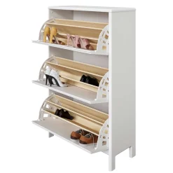 Wohnen 82 cm breite Schuhkommode in Weiß gewachst - Oranias