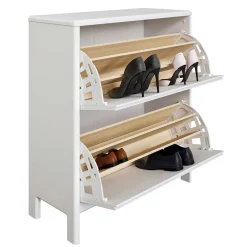 Wohnen 82 cm breite Schuhkommode in Weiß gewachst - Oranias