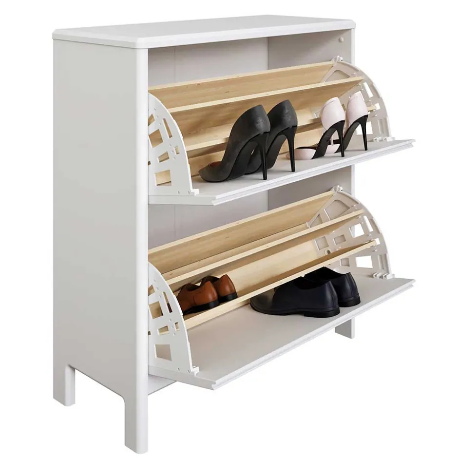 Wohnen 82 cm breite Schuhkommode in Weiß gewachst - Oranias