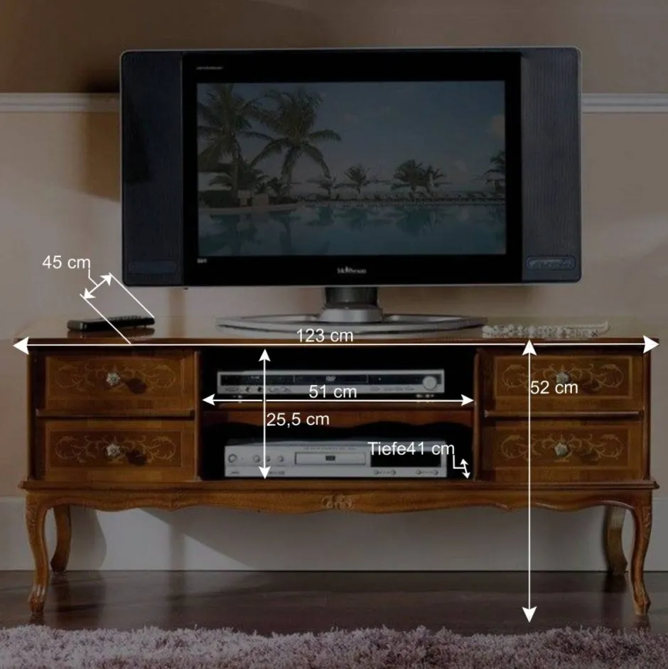 Wohnen 123 cm breite TV Kommode Agosto im Barockstil