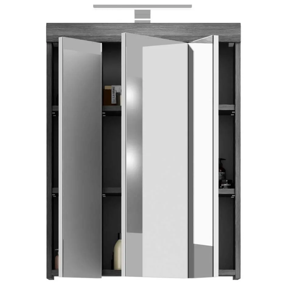 Wohnen 60 cm breiter Spiegelschrank fürs Badezimmer in Grau - Nancys