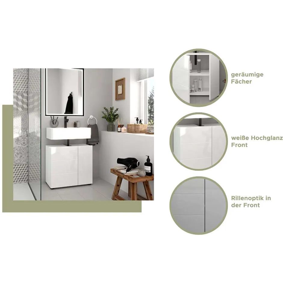 38 cm breiter Waschbeckenschrank in Weiß - Vitablos^Wohnen Sale