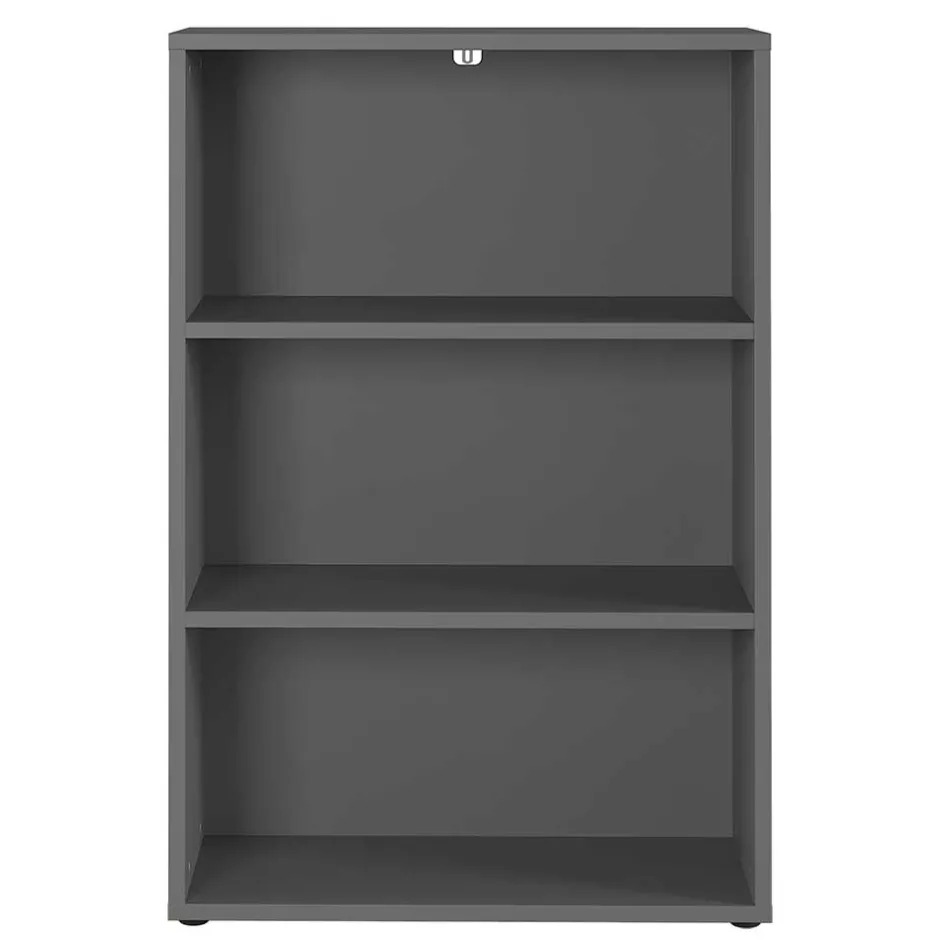Wohnen 80 cm breites 3 Fächer Aktenregal in dunklem Grau - Valcau