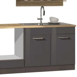 Wohnen 270 cm Einbauküchenzeile in Grau - Bozenia (neunteilig)