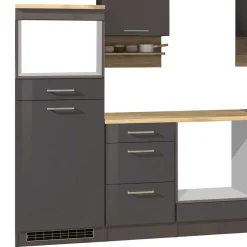 Wohnen 270 cm Einbauküchenzeile in Grau - Bozenia (neunteilig)