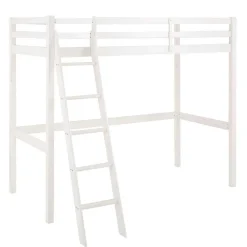 Kinder Wohnen 175 cm hohes Hochbett mit Leiter in Weiß - Saludio