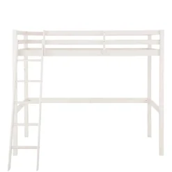 Kinder Wohnen 175 cm hohes Hochbett mit Leiter in Weiß - Saludio