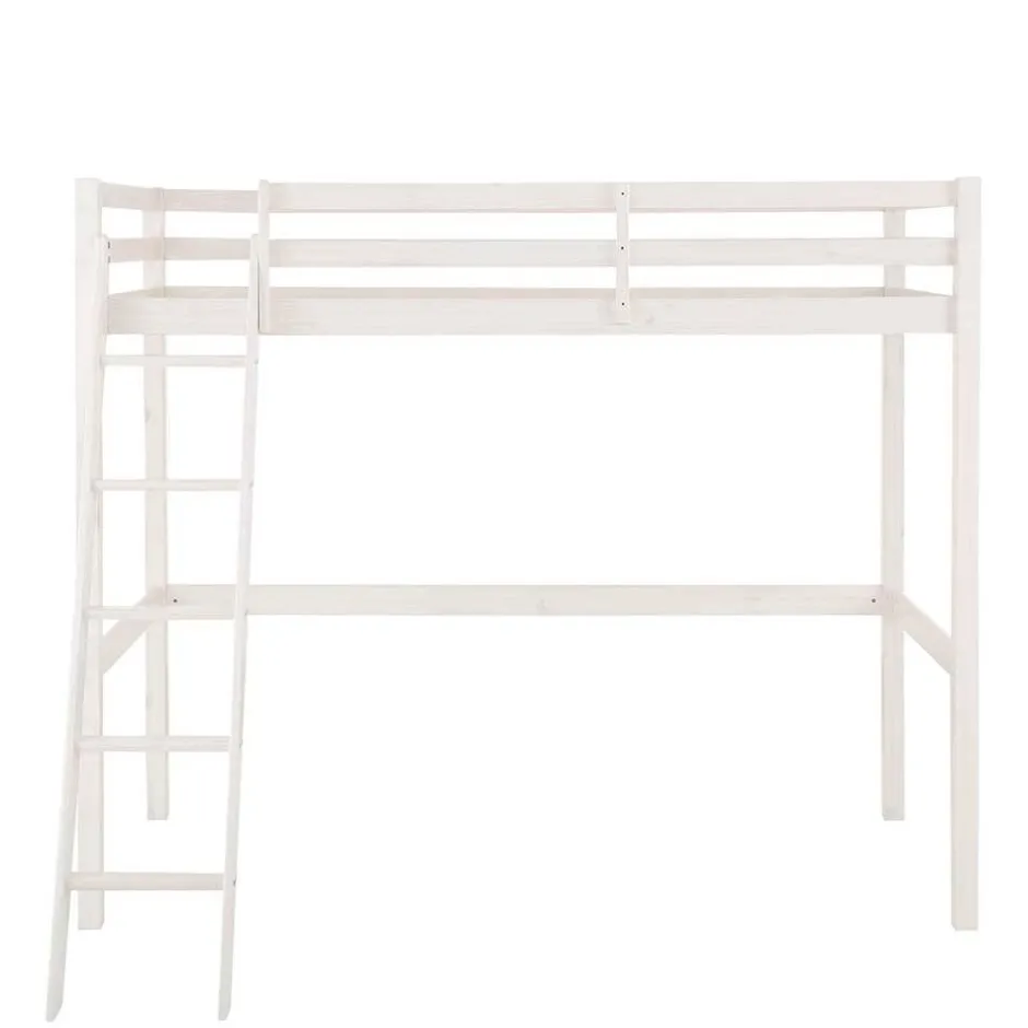 Kinder Wohnen 175 cm hohes Hochbett mit Leiter in Weiß - Saludio