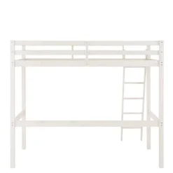 Kinder Wohnen 175 cm hohes Hochbett mit Leiter in Weiß - Saludio