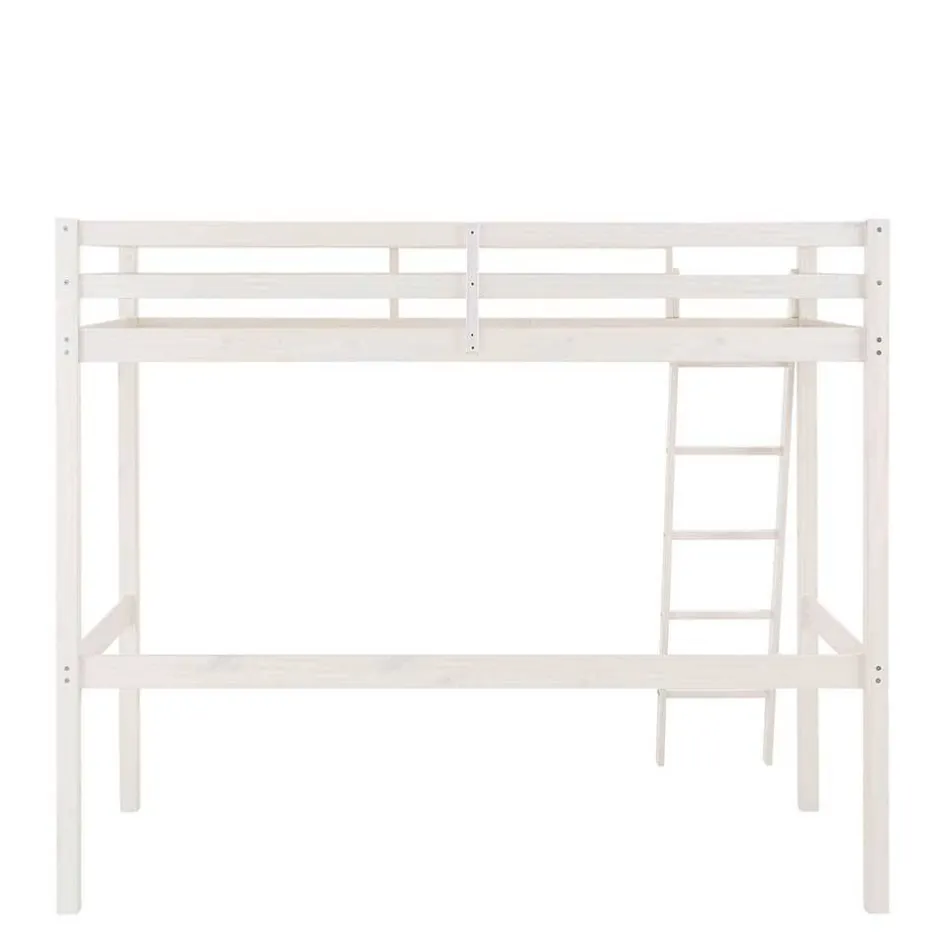 Kinder Wohnen 175 cm hohes Hochbett mit Leiter in Weiß - Saludio