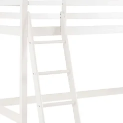 Kinder Wohnen 175 cm hohes Hochbett mit Leiter in Weiß - Saludio