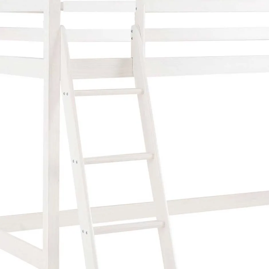 Kinder Wohnen 175 cm hohes Hochbett mit Leiter in Weiß - Saludio