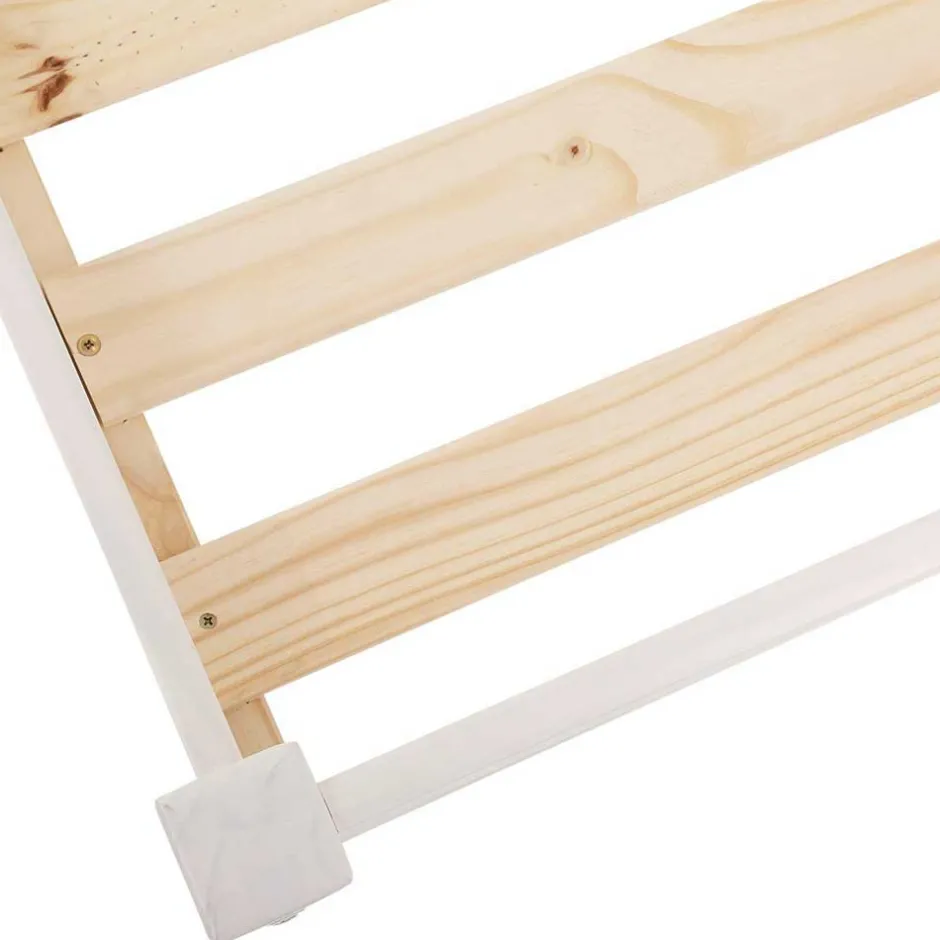 Kinder Wohnen 175 cm hohes Hochbett mit Leiter in Weiß - Saludio