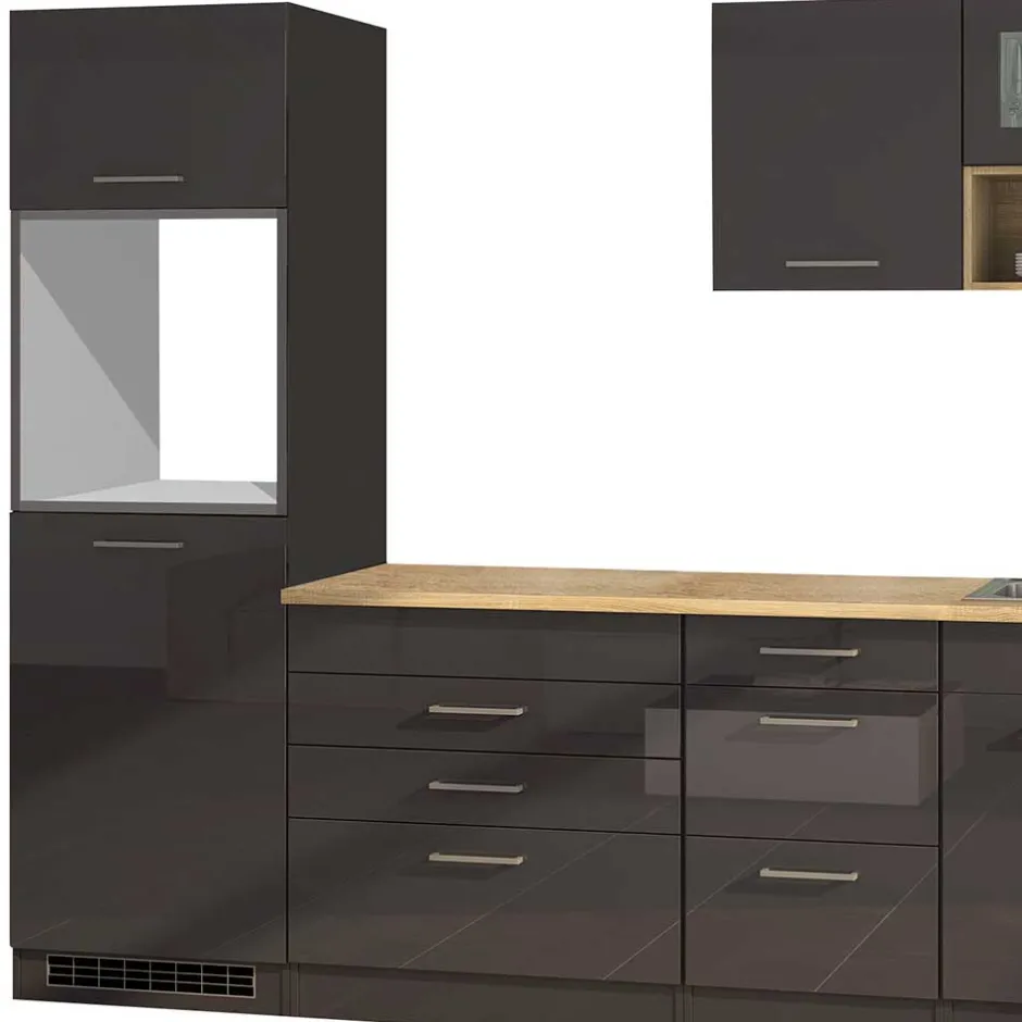 Wohnen 290 cm Küchenmöbel Set in Grau - Bozenia (achtteilig)