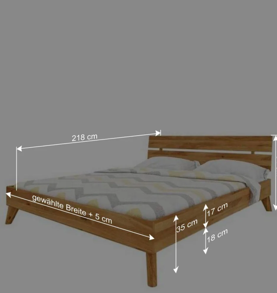 210 cm langes Holzbett Gestell Wildeiche - Eavy^Wohnen Outlet