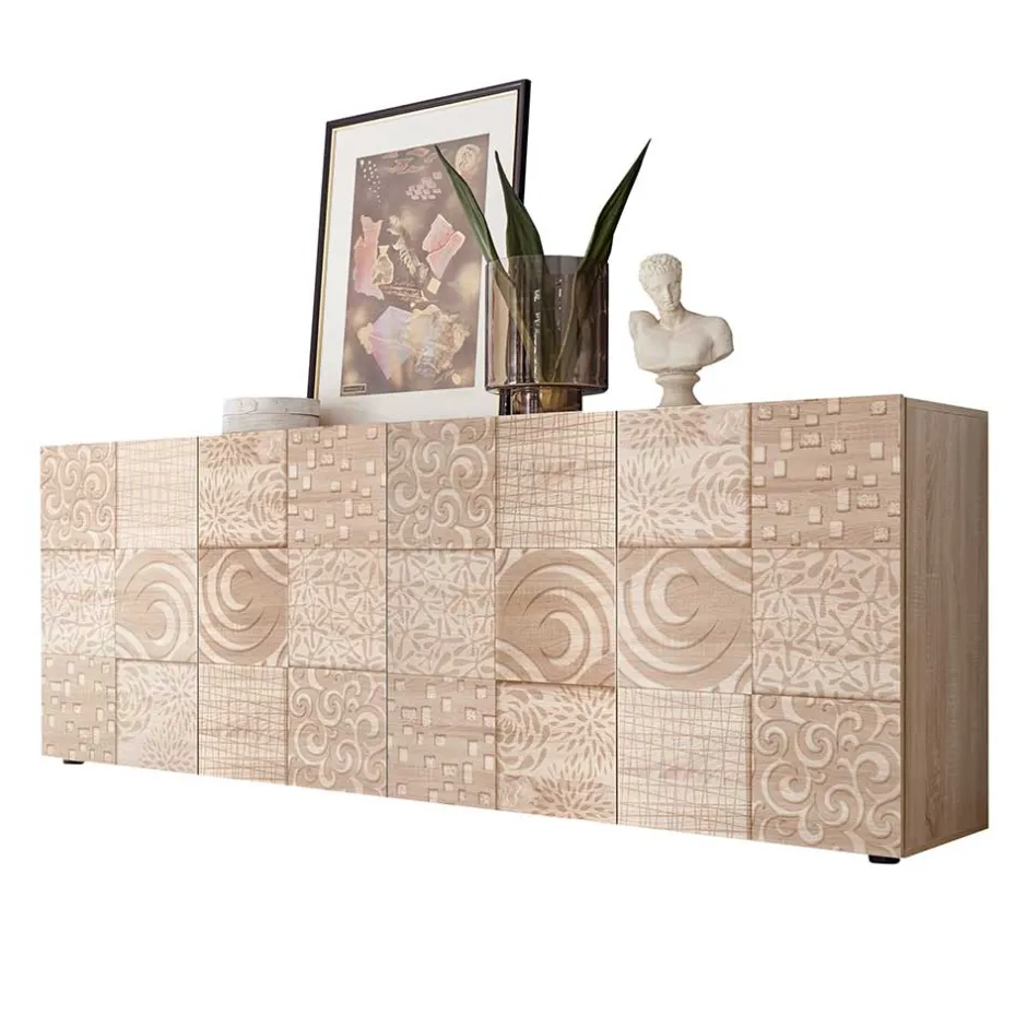 Wohnen 241 cm langes Sideboard in Eiche Sonoma Dekor - Bielvas