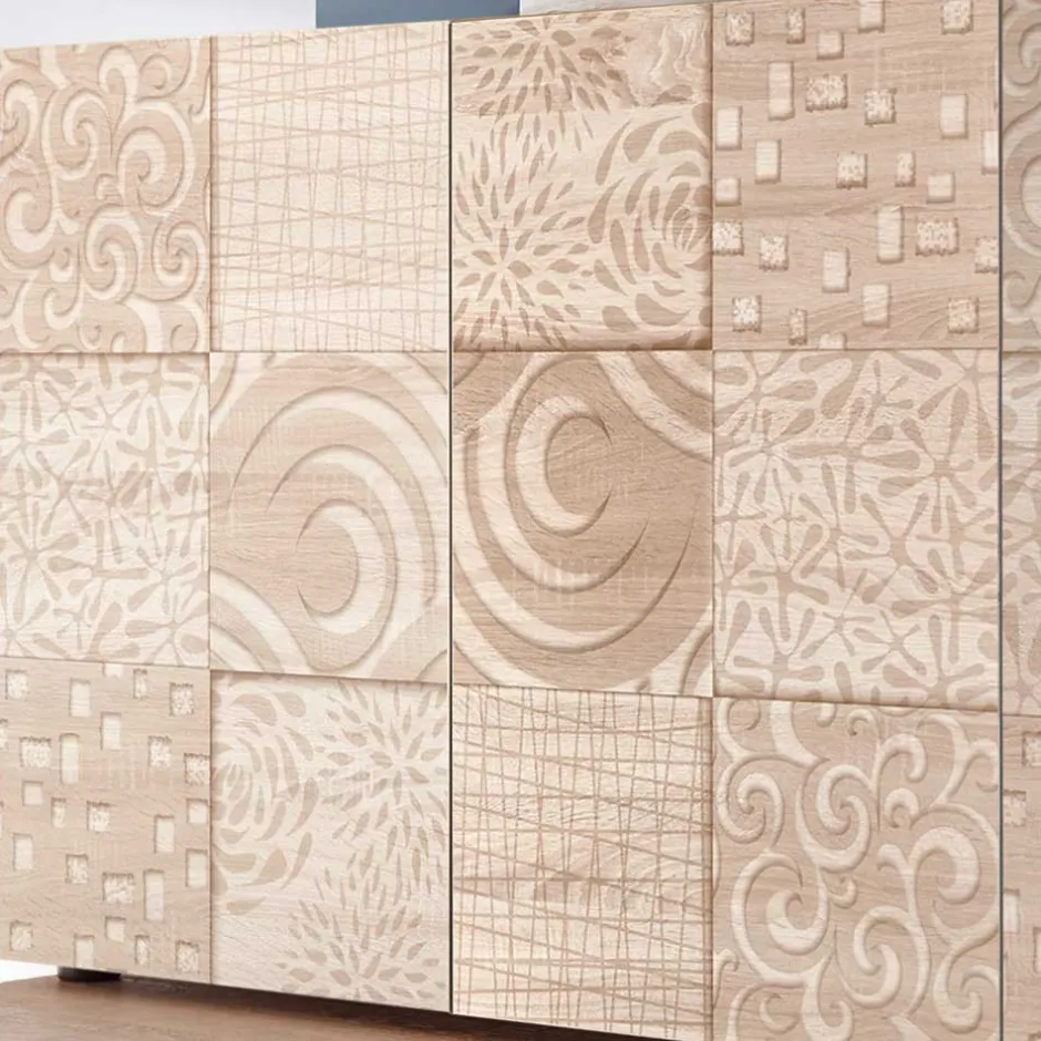 Wohnen 241 cm langes Sideboard in Eiche Sonoma Dekor - Bielvas