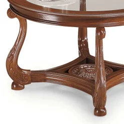 80 cm runder Wohnzimmer Glastisch mit Holzgestell - Vibon^Wohnen Sale