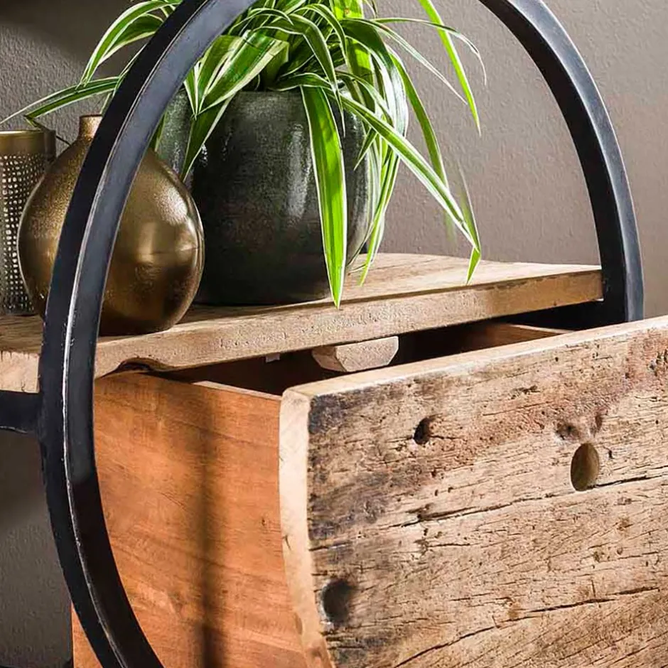 50 cm rundes Hängeregal mit einer Schublade - Malte^Wohnen