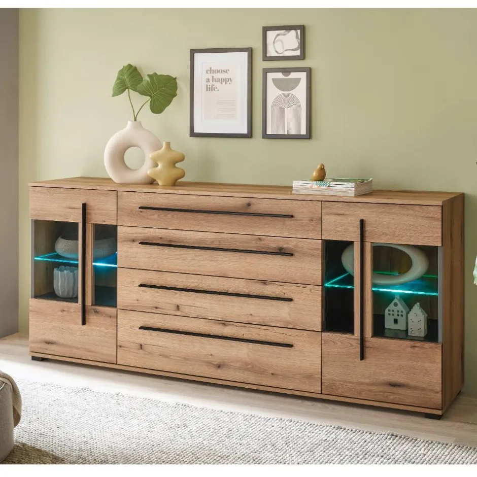 200 cm Sideboard mit Glaseinsätzen - Brocus^Wohnen Online