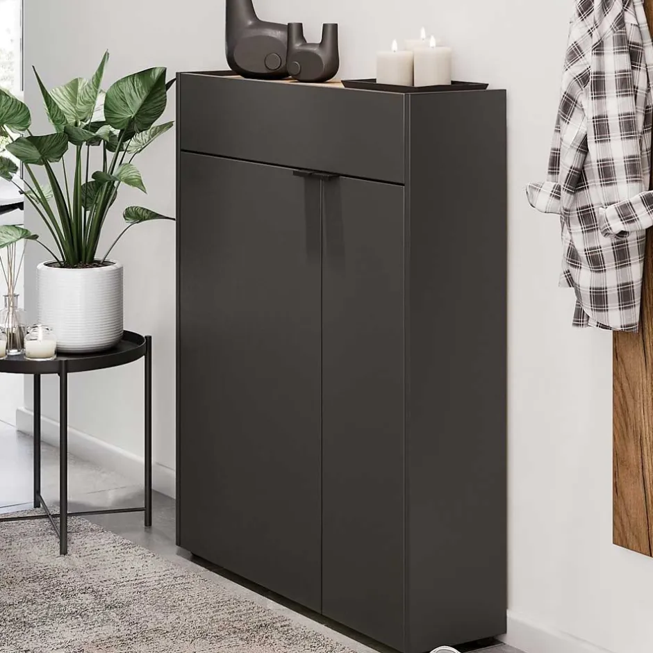 22 cm tiefer Schuhschrank in Dunkelgrau - Sidgarus^Wohnen Outlet
