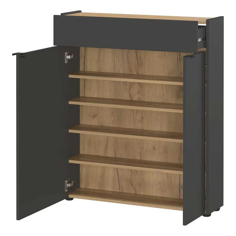 22 cm tiefer Schuhschrank in Dunkelgrau - Sidgarus^Wohnen Outlet