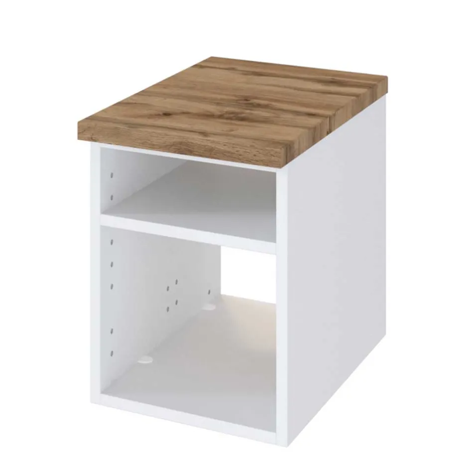 Wohnen 47 cm tiefes Badregal in Weiß & Wildeiche - Enwicos