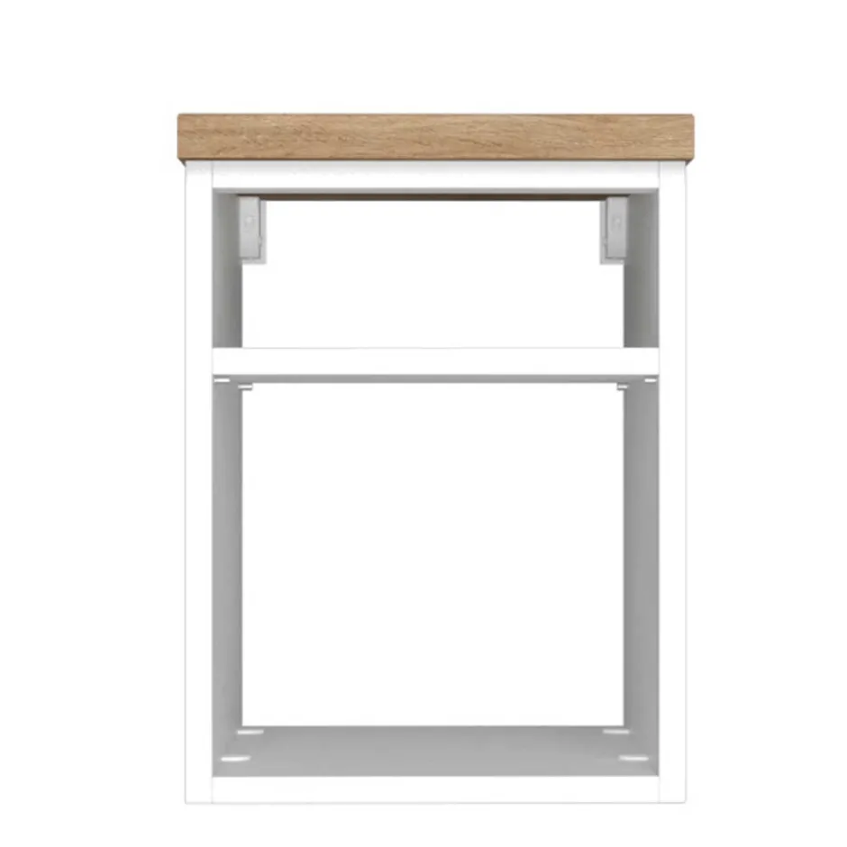 Wohnen 47 cm tiefes Badregal in Weiß & Wildeiche - Enwicos