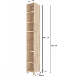 7 Fächer Badzimmer Regal in Holz Optik - Lemnas^Wohnen Sale