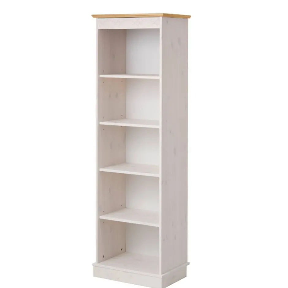 5 Fächer Regal in Weiß und Kiefer Honig - Zentra^Wohnen Outlet