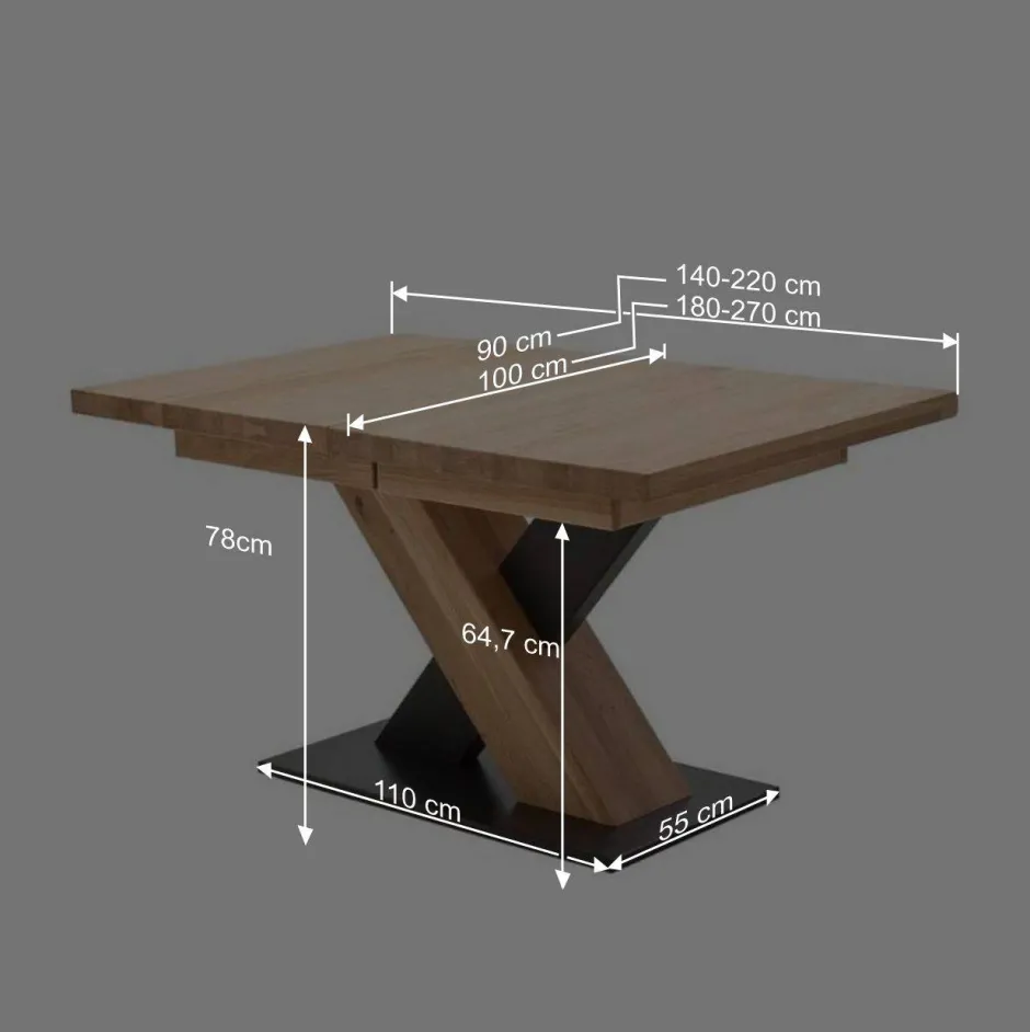 Wohnen 2 Größen X Säulentisch mit Auszugsfunktion - Cisterna