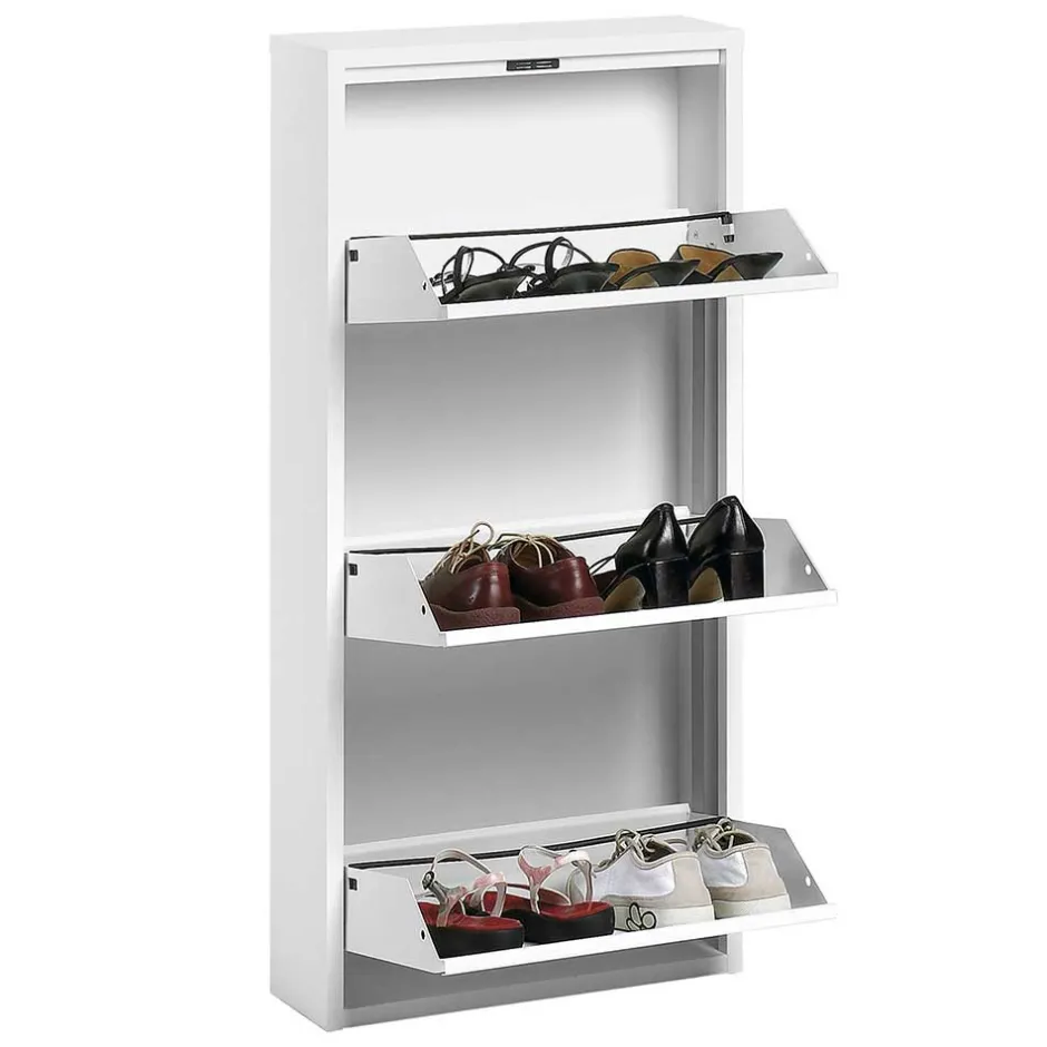 3 Klappen Stahl Schuhkipper in Weiß - Zaisa^Wohnen Clearance