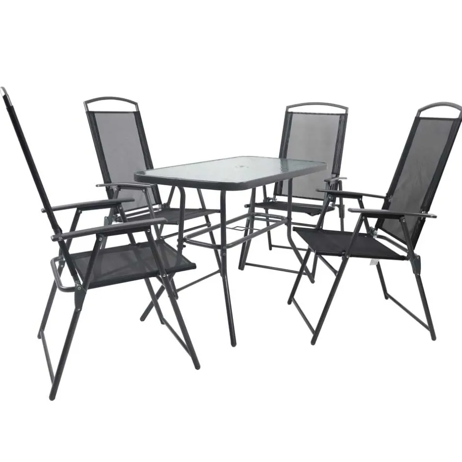 Wohnen 4 Klappstühle & Gartentisch Set - Alcamo (fünfteilig)