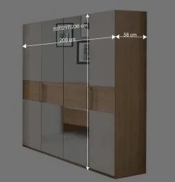 Wohnen 2 Meter Kleiderschrank mit vier Türen - Emdsiva II