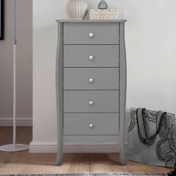 5 Schubladen Hochkommode in Grau lackiert - Resivia^Wohnen