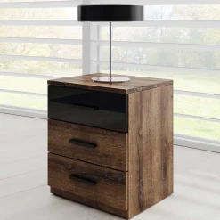 Wohnen 3 Schubladen Nachtkommode in Wildeiche dunkel - Ulpro