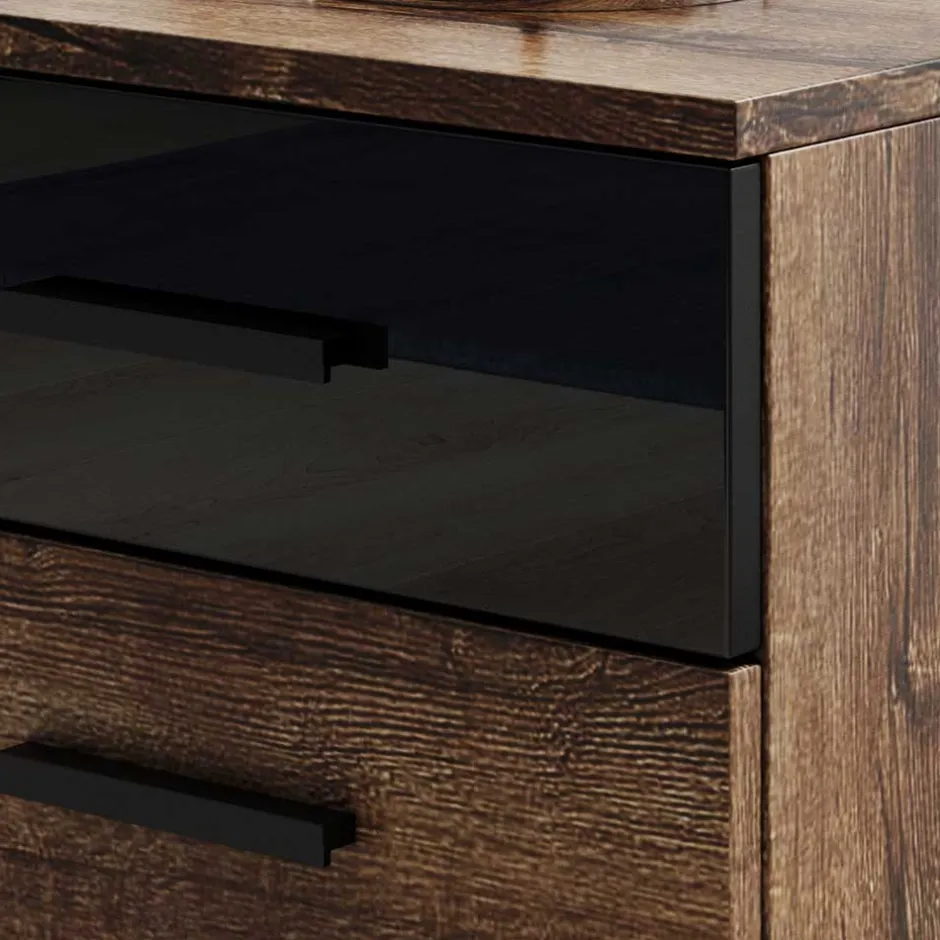 Wohnen 3 Schubladen Nachtkommode in Wildeiche dunkel - Ulpro