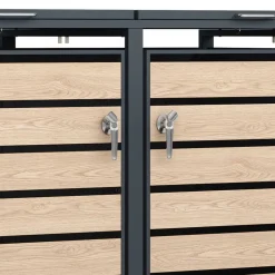 Wohnen 2 Tonnen Mülltonnenbox in Anthrazit & Holzoptik - Rodicca