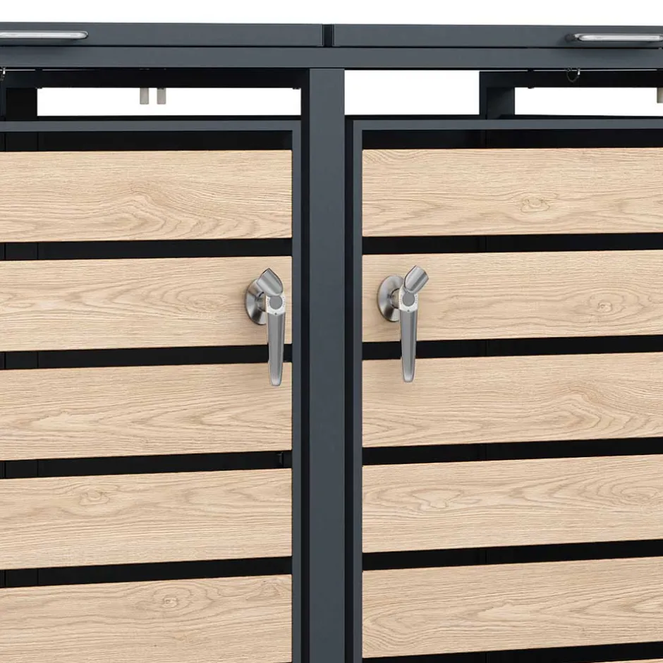 Wohnen 2 Tonnen Mülltonnenbox in Anthrazit & Holzoptik - Rodicca