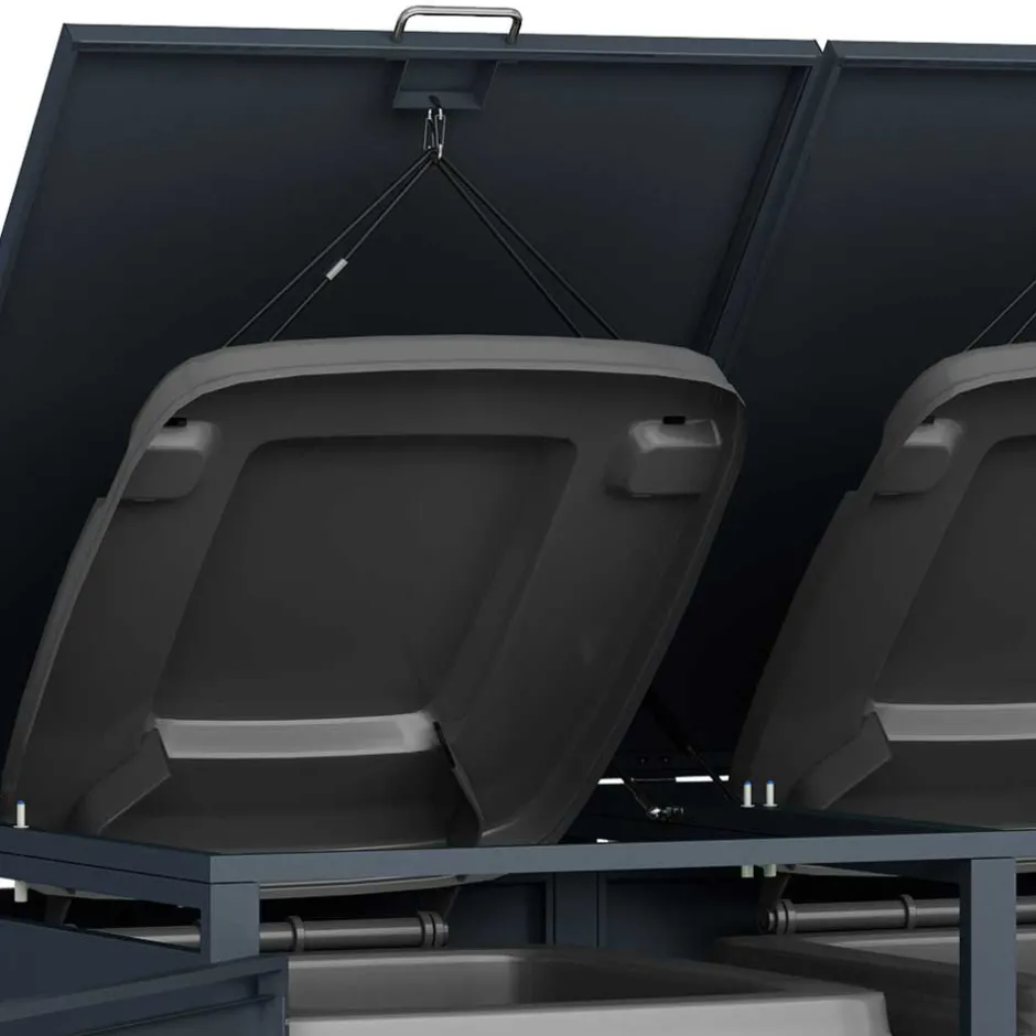 Wohnen 2 Tonnen Mülltonnenbox in Anthrazit & Holzoptik - Rodicca