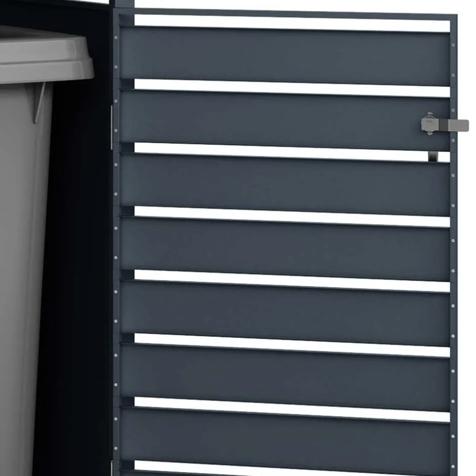 Wohnen 2 Tonnen Mülltonnenbox in Anthrazit & Holzoptik - Rodicca