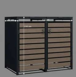 Wohnen 2 Tonnen Mülltonnenbox in Anthrazit & Holzoptik - Rodicca