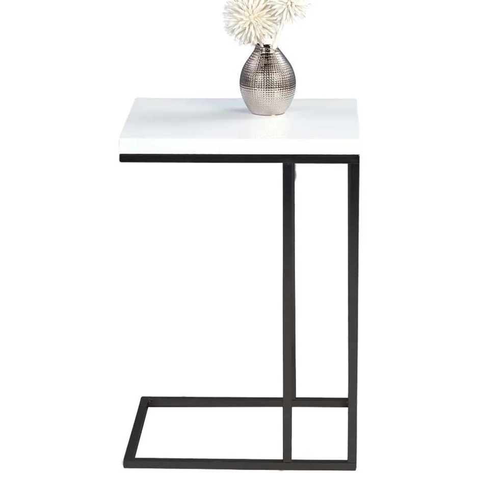 Ablagetisch in Schwarz Weiß Hochglanz Chene mit offenem Bügelgestell Metall^Wohnen Sale