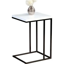 Ablagetisch in Schwarz Weiß Hochglanz Chene mit offenem Bügelgestell Metall^Wohnen Sale