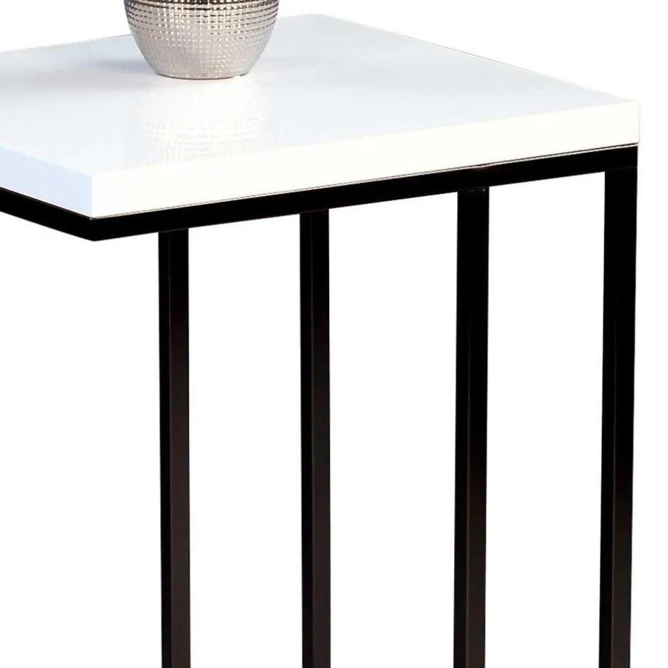 Ablagetisch in Schwarz Weiß Hochglanz Chene mit offenem Bügelgestell Metall^Wohnen Sale