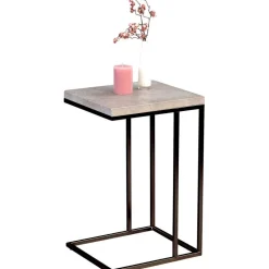 Wohnen Ablagetisch mit Beton Dekor Symatra & offenem Bügelgestell Schwarz