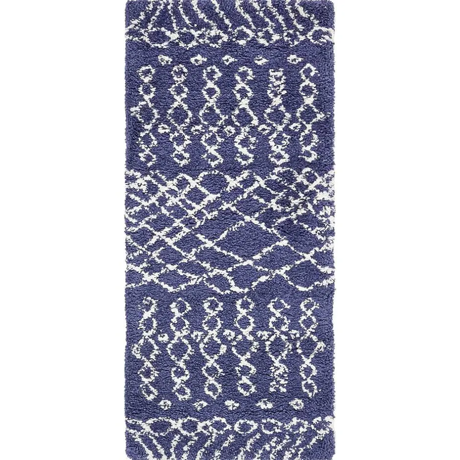 Abstrakt gemusterter Läufer Teppich in Blau - Gunnar^Wohnen New