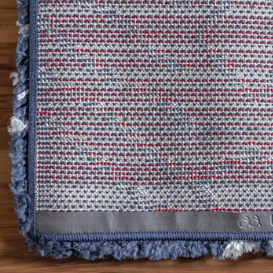 Abstrakt gemusterter Läufer Teppich in Blau - Gunnar^Wohnen New